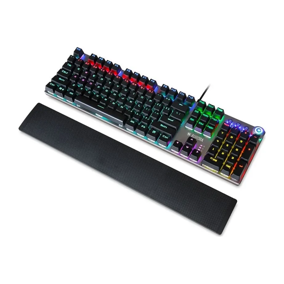 iBOX Aurora K-3 IKGMK3 hõbedane juhtmega mehaaniline QWERTY 108-klahviline klaviatuur, RGB-taustvalgustus, randmetugi, USB, Windowsile – 9