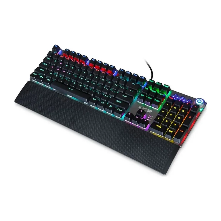 iBOX Aurora K-3 IKGMK3 hõbedane juhtmega mehaaniline QWERTY 108-klahviline klaviatuur, RGB-taustvalgustus, randmetugi, USB, Windowsile