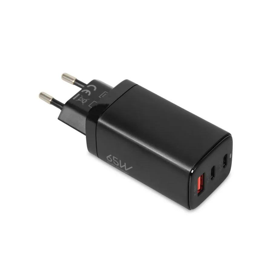 iBOX C-65 ILUC65B 65W must universaalne GaN USB-C ja USB-A siseruumilaadija (3x USB, AC toiteallikas, 100–240V, kaabel komplektis) – 3
