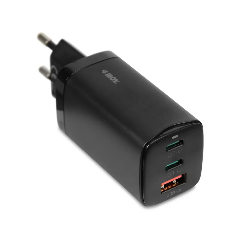 iBOX C-65 ILUC65B 65W must universaalne GaN USB-C ja USB-A siseruumilaadija (3x USB, AC toiteallikas, 100–240V, kaabel komplektis) – 10