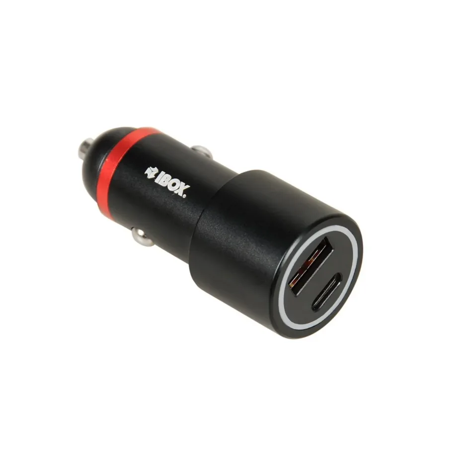 iBox ICC20 60W USB-C/USB-A autolaadija kiirlaadimisega, must, LED-indikaator, nutitelefonidele, tahvelarvutitele ja nutikelladele – 3
