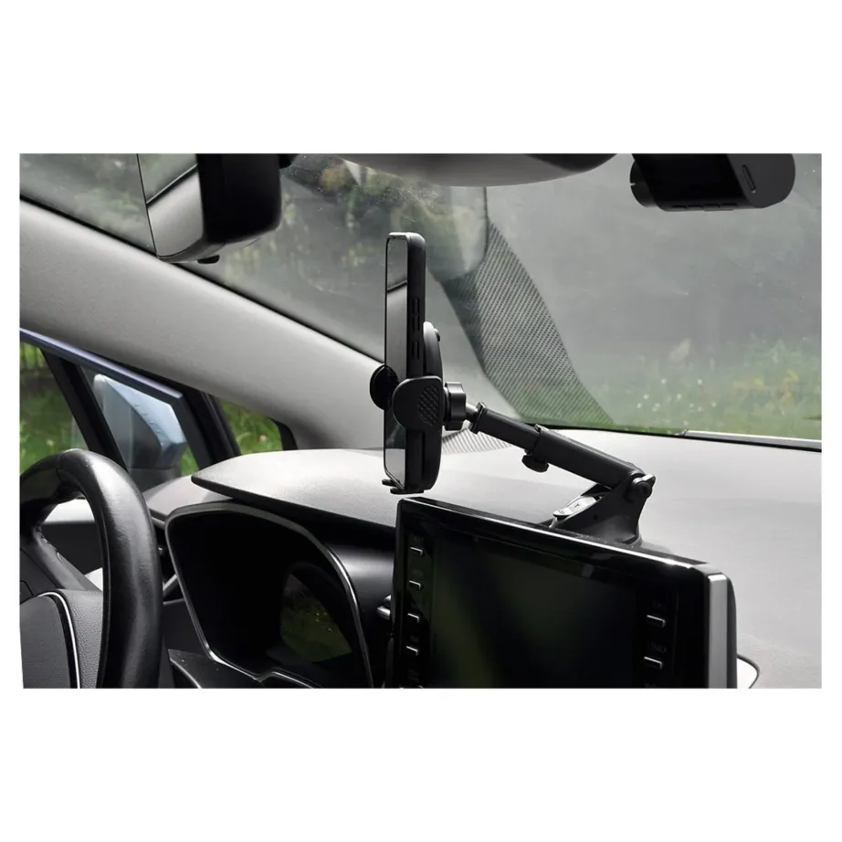 iBox ICH9 H-9 must plastikust autokinnitus nutitelefonile, iminapaga, horisontaalne/vertikaalne, põrutuskindel – 4