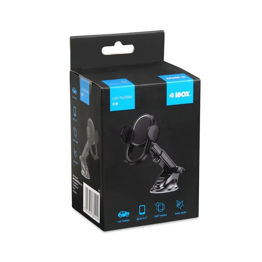 iBox ICH9 H-9 must plastikust autokinnitus nutitelefonile, iminapaga, horisontaalne/vertikaalne, põrutuskindel – 9