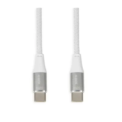 iBOX IKUTC2W 2 m valge tekstiilpunutisega USB-C – USB-C 60W kaabel