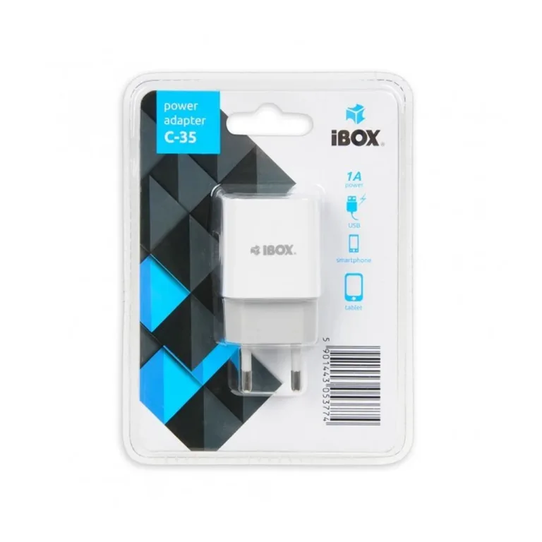 iBox ILUC35W valge 1A 5V USB 2.0 siselaadija, AC toitega, universaalne