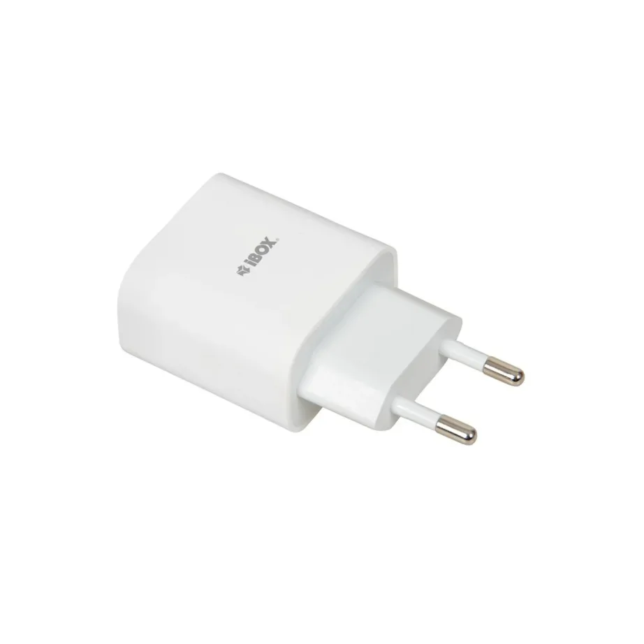 iBOX ILUC37W C-37 20W valge GaN USB-C seinalaadija, PD 3.0 kiirlaadimise, turvakaitsete ja USB-C/Lightning kaabliga – 5