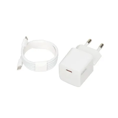 IBOX ILUC38CW 30W USB-C PD 3.0 valge seinalaadija, QuickCharge, universaalne, 1 USB-C port ja USB-C/USB-C kaabel kaasas