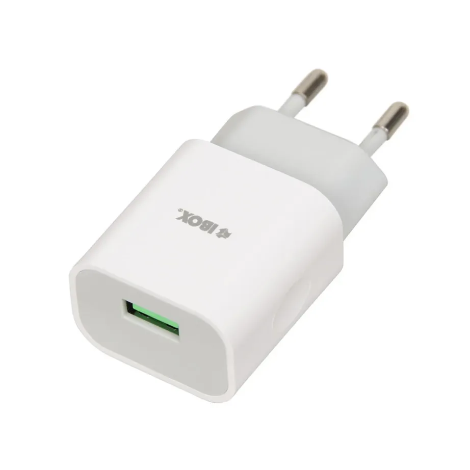 iBOX ILUC41W 2,4A 12W valge USB seinalaadija, 1x USB-A port ja 1 m microUSB-kaabel, universaalne kasutus – 5
