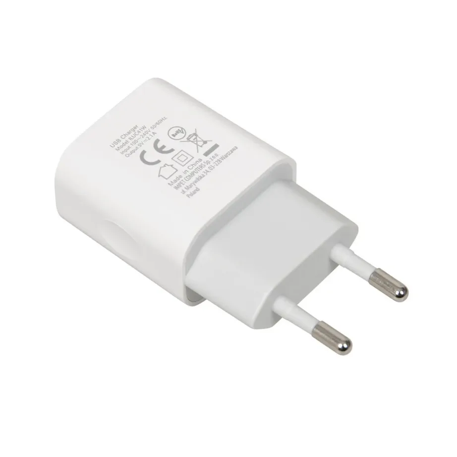 iBOX ILUC41W 2,4A 12W valge USB seinalaadija, 1x USB-A port ja 1 m microUSB-kaabel, universaalne kasutus – 6