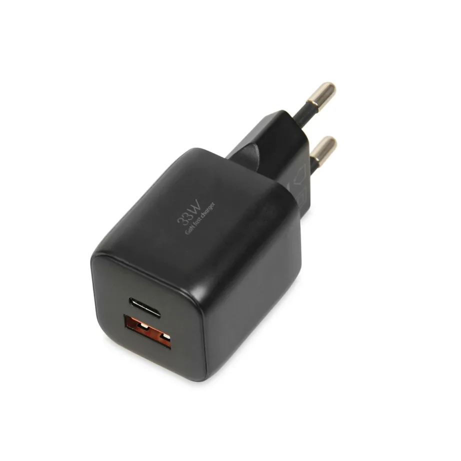 iBOX ILUC42B C-42 must 33W GaN USB-C/USB-A kiire seinalaadija, 3A, ülepinge- ja lühisekaitsega, universaalne, 85x30x30 mm, USB-C kaabliga – 2