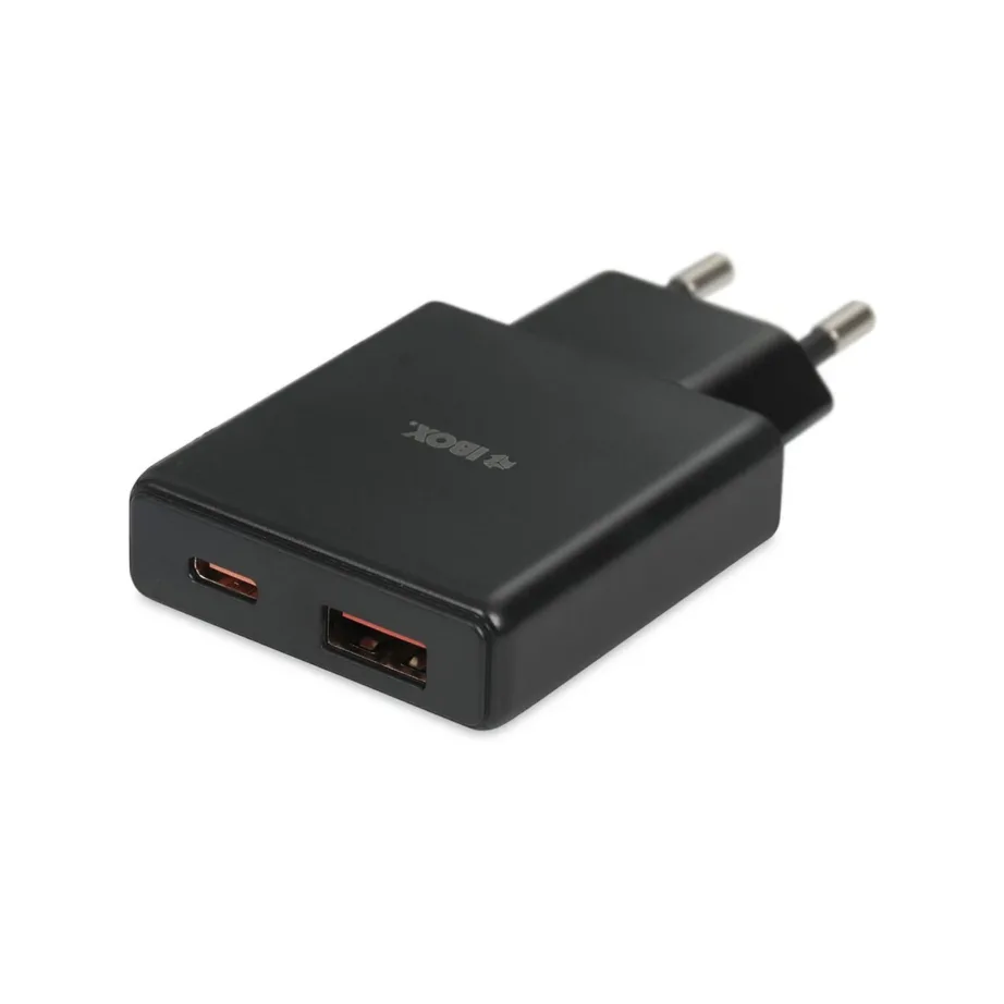 iBOX ILUC43B C-43 Slim 30W GaN USB-C/USB-A must seinalaadija, kiirlaadimise ja universaalse ühilduvusega