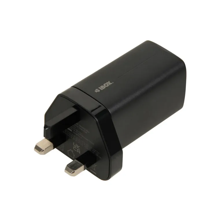 iBOX ILUC65BUK C-65 Black GaN 65W universaalne USB laadija UK pistikuga, 3 pesa, USB-C kaabel kaasas