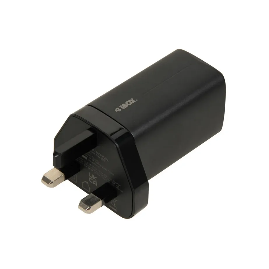 iBOX ILUC65BUK C-65 Black GaN 65W universaalne USB laadija UK pistikuga, 3 pesa, USB-C kaabel kaasas – 2