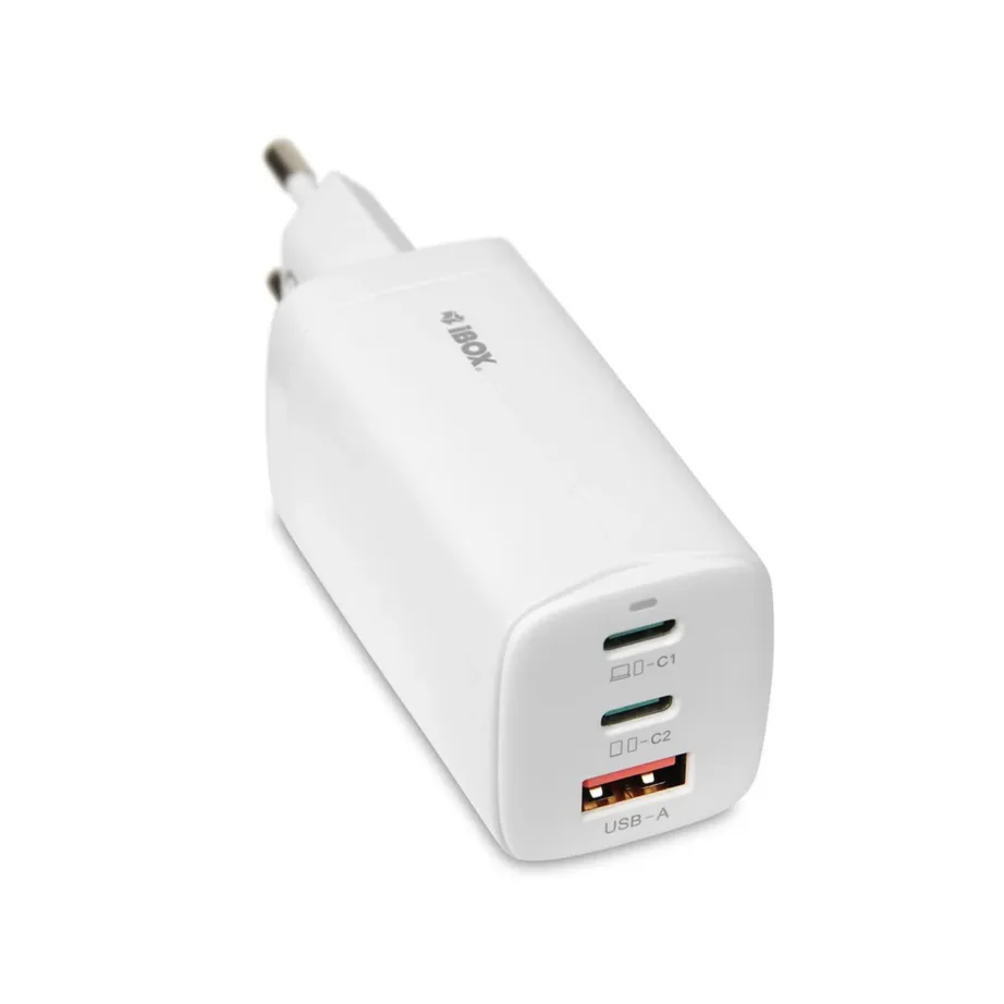 iBOX ILUC65W C-65 White 65W GaN valge universaalne USB-C/USB-A 3-pordiga laadija, 1,5 m USB-C kaabel – 8