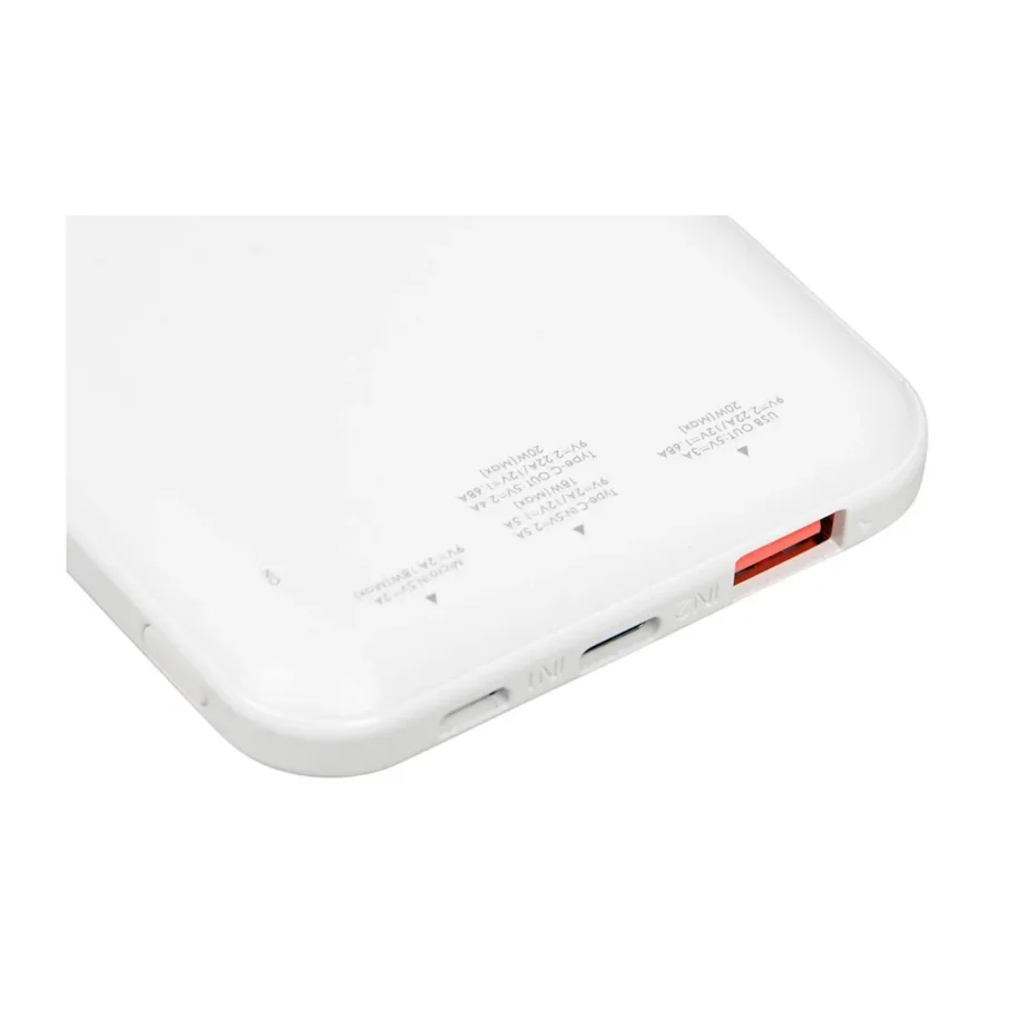 iBOX IPB10 10000 mAh valge Li-Ion kiirlaadimisega akupank USB-C ja USB-A, 20W, 144x74x15 mm – 11