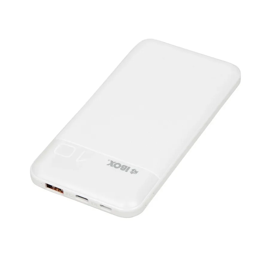 iBOX IPB10 10000 mAh valge Li-Ion kiirlaadimisega akupank USB-C ja USB-A, 20W, 144x74x15 mm – 10