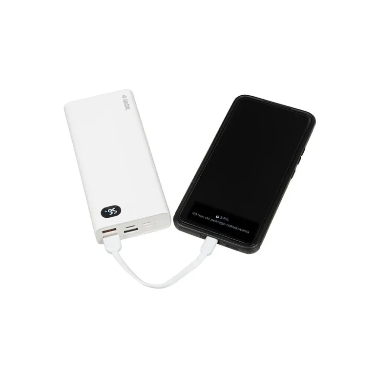 iBOX IPB20 20000 mAh valge kaasaskantav akupank USB-C/USB-A/Micro-USB/Lightning pesadega nutiseadmete laadimiseks