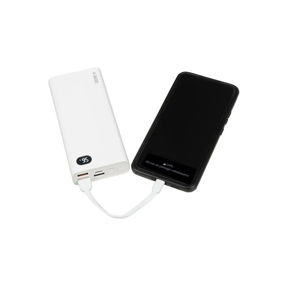 iBOX IPB20 20000 mAh valge kaasaskantav akupank USB-C/USB-A/Micro-USB/Lightning pesadega nutiseadmete laadimiseks – 2