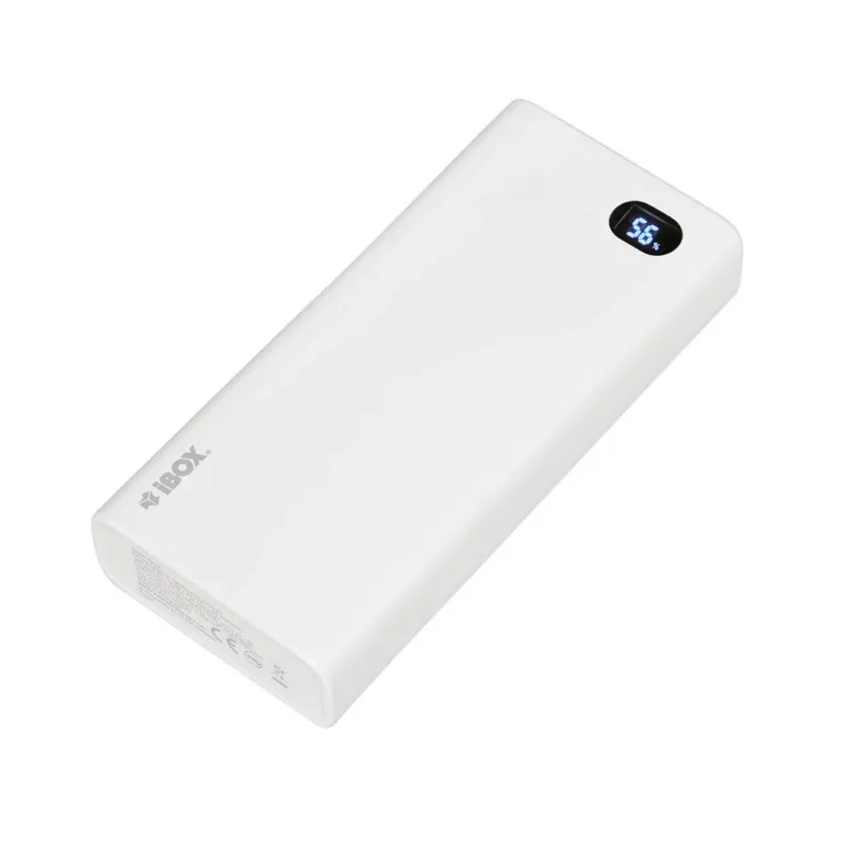 iBOX IPB20 20000 mAh valge kaasaskantav akupank USB-C/USB-A/Micro-USB/Lightning pesadega nutiseadmete laadimiseks