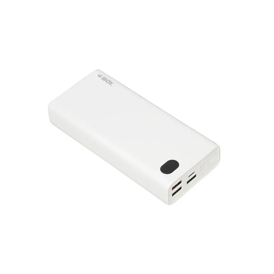 iBOX IPB20 20000 mAh valge kaasaskantav akupank USB-C/USB-A/Micro-USB/Lightning pesadega nutiseadmete laadimiseks
