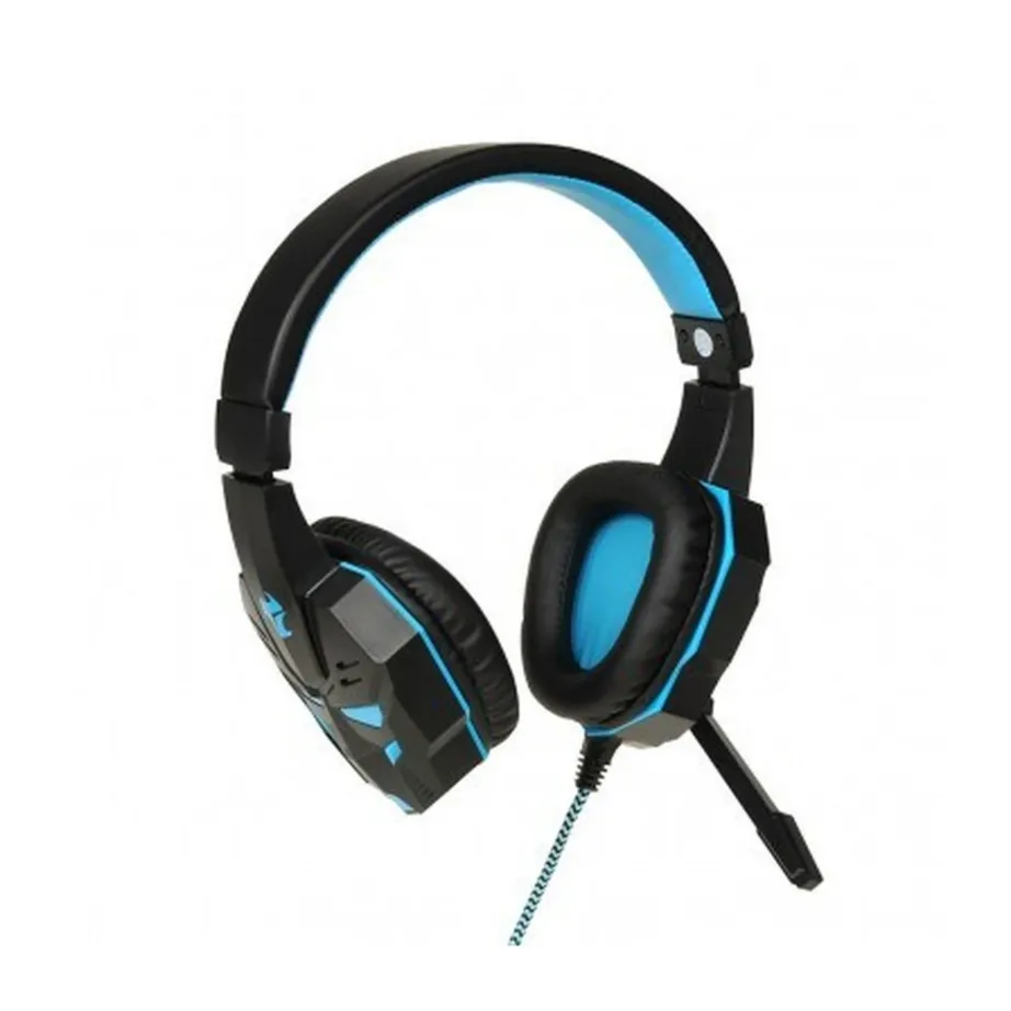 iBox SHPIX8MV X8 2,2 m juhtmega binauraalne mänguripeakomplekt mikrofoniga, must/sinine, sinise LED-taustvalgustusega – 4