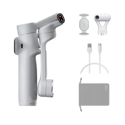 Insta360 Flow 2 CINSABQA_FLOW2LITE12 3-teljeline nutitelefoni stabilisaator, AI-jälgimisega, 10 h tööaeg, 0,3 kg kandevõime, helehall, Bluetooth 5.0, kokkupandav, hoiukott ja USB-kaabel komplektis