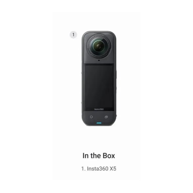 Insta360 X5 CINSAAHA(X501) 8K 360° veekindel kaamera 2400mAh akuga, Wi‑Fi, Bluetooth, must, komplektis USB‑C kaabel ja tarvikud