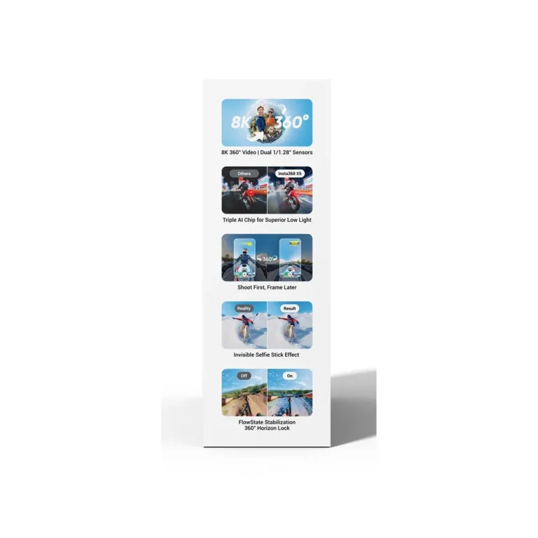 Insta360 X5 CINSAAHA(X501) 8K 360° veekindel kaamera 2400mAh akuga, Wi‑Fi, Bluetooth, must, komplektis USB‑C kaabel ja tarvikud
