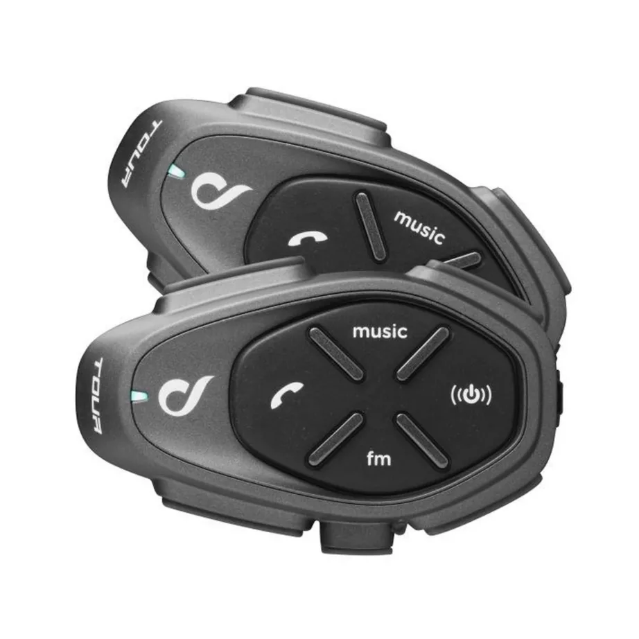 Interphone TOUR HD 2 tk must mootorratta intercom, Bluetooth 4.0, 1500 m ulatus, kuni 20 h aku