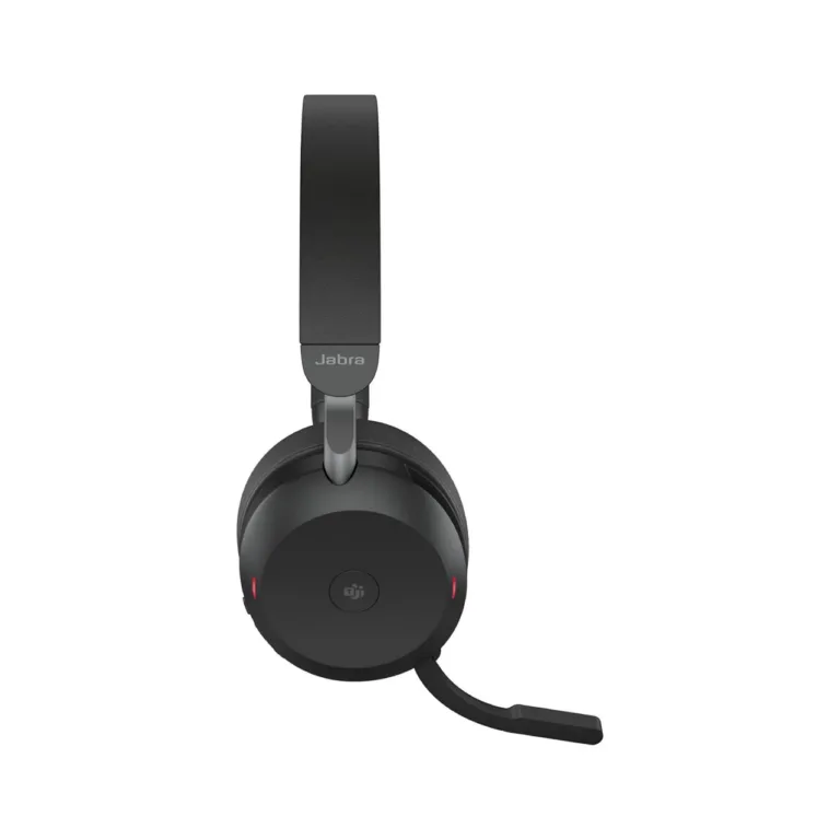 Jabra Evolve2 75 197 g must juhtmevaba ja juhtmega binauraalne peakomplekt USB-C, Bluetooth 5.2, laadimisaluse ja kandekotiga, aktiivse mürasummutuse ja 24-tunnise kõneajaga, MS Teamsi sertifikaadiga