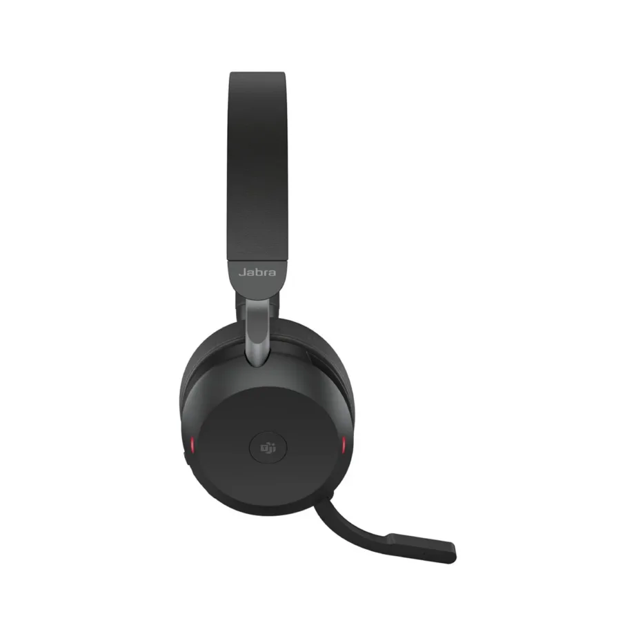 Jabra Evolve2 75 197 g must juhtmevaba ja juhtmega binauraalne peakomplekt USB-C, Bluetooth 5.2, laadimisaluse ja kandekotiga, aktiivse mürasummutuse ja 24-tunnise kõneajaga, MS Teamsi sertifikaadiga – 2