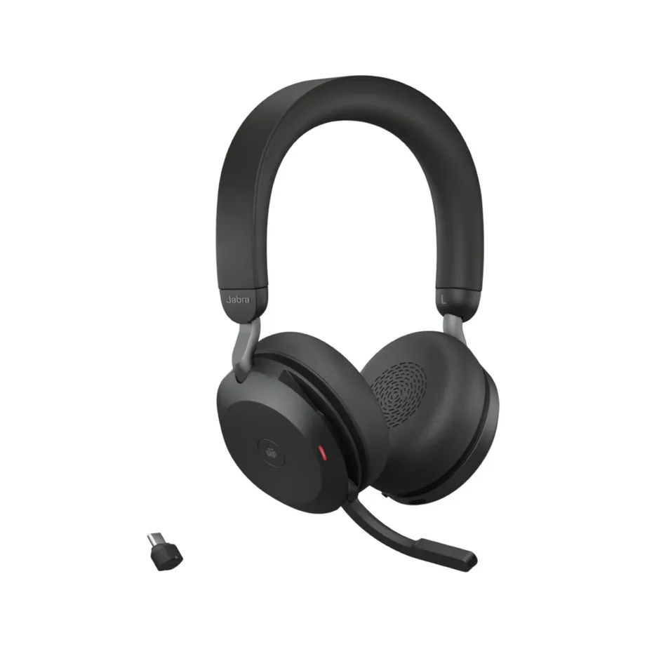 Jabra Evolve2 75 197 g must juhtmevaba ja juhtmega binauraalne peakomplekt USB-C, Bluetooth 5.2, laadimisaluse ja kandekotiga, aktiivse mürasummutuse ja 24-tunnise kõneajaga, MS Teamsi sertifikaadiga – 3