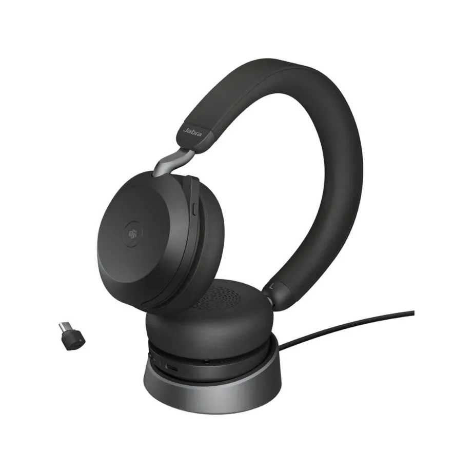 Jabra Evolve2 75 197 g must juhtmevaba ja juhtmega binauraalne peakomplekt USB-C, Bluetooth 5.2, laadimisaluse ja kandekotiga, aktiivse mürasummutuse ja 24-tunnise kõneajaga, MS Teamsi sertifikaadiga – 4