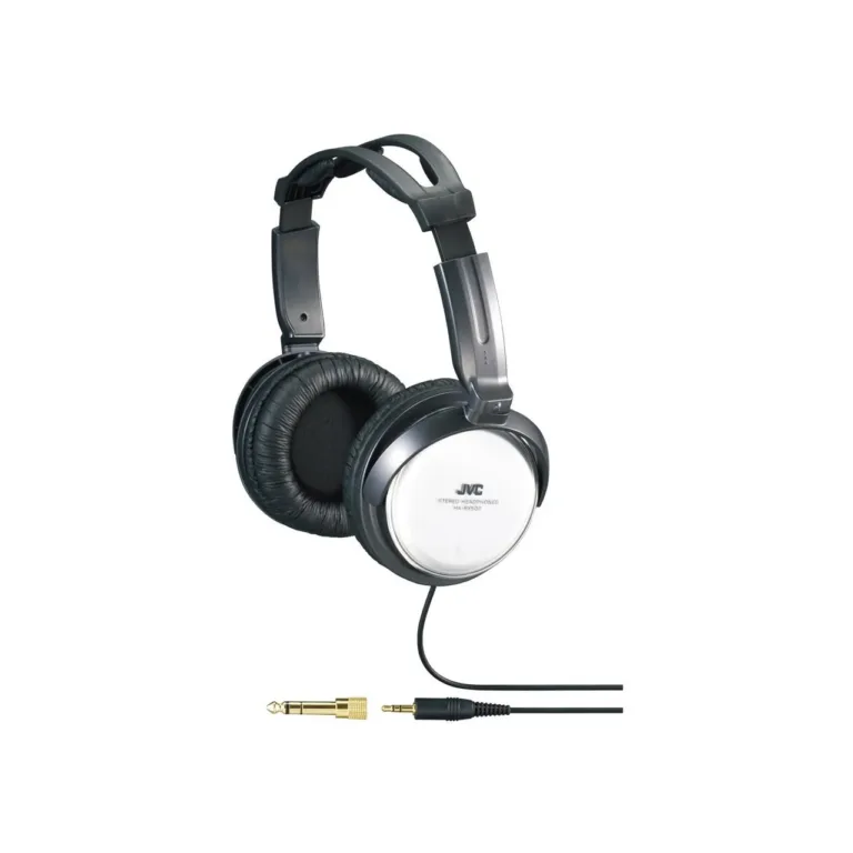 JVC HA-RX500-E 3,5 m juhtmega must-valged pea peale kõrvaklapid muusika kuulamiseks, 40 mm neodüüm-draiver, 6,3 mm adapter