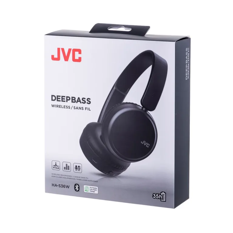 JVC HA-S36WBU mustad juhtmevabad Bluetooth 5.2 peavõruga kõrvaklapid mikrofoniga, 35 h aku, 157 g, muusika ja kõnede jaoks
