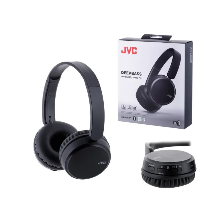 JVC HA-S36WBU mustad juhtmevabad Bluetooth 5.2 peavõruga kõrvaklapid mikrofoniga, 35 h aku, 157 g, muusika ja kõnede jaoks