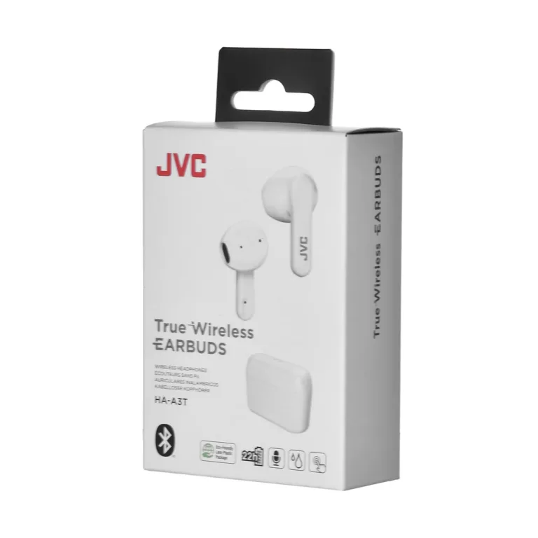 JVC HAA-3TWU valged juhtmevabad in-ear kõrvaklapid laadimiskarbi ja mikrofoniga, Bluetooth 5.1, 7,5+22h aku