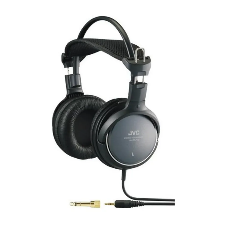JVC HAR-X700E 3,5 m kaabliga mustad juhtmega peavõrukõrvaklapid, 50 mm neodüümmagnetiga draiverid, 6,3 mm adapteriga