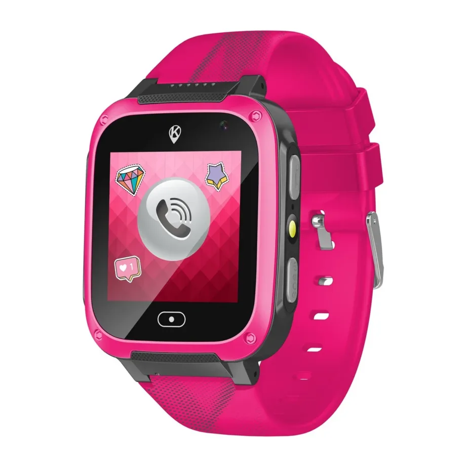 KiDiZ KIDI KW_M_BSC_R 1,4″ roosa/silikoon nutikell lastele, kõne ja kaameraga, LBS asukohamääramisega, 2G, SOS-nupuga