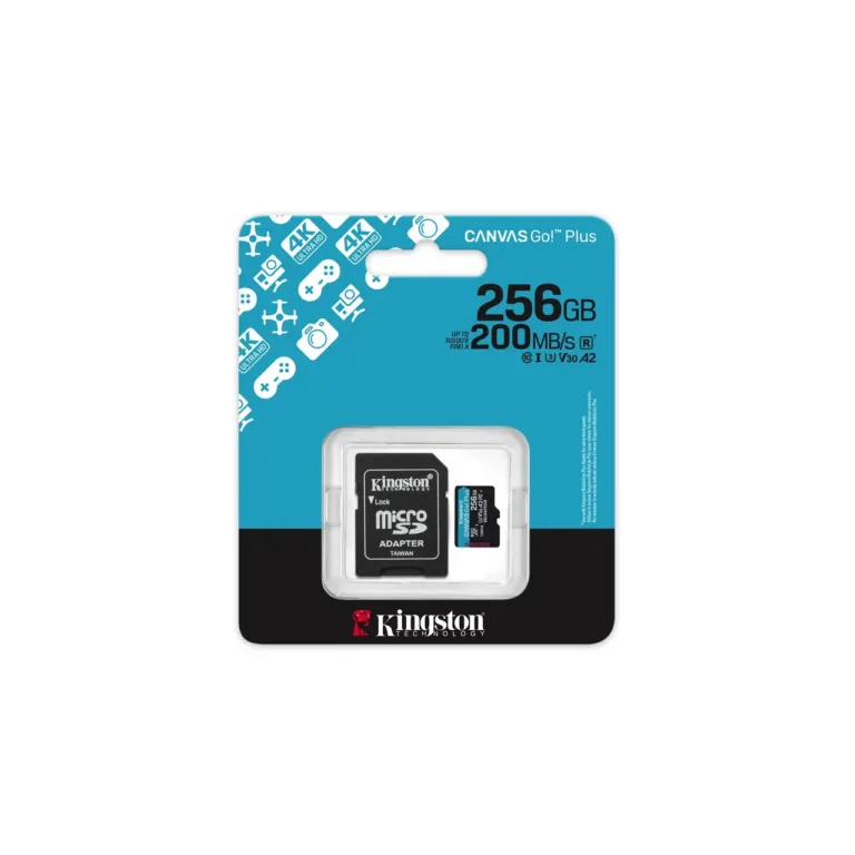 Kingston Canvas Go Plus Gen4 256GB microSDXC UHS-I U3 V30 A2 mälukaart 200MB/s koos SD-adapteriga