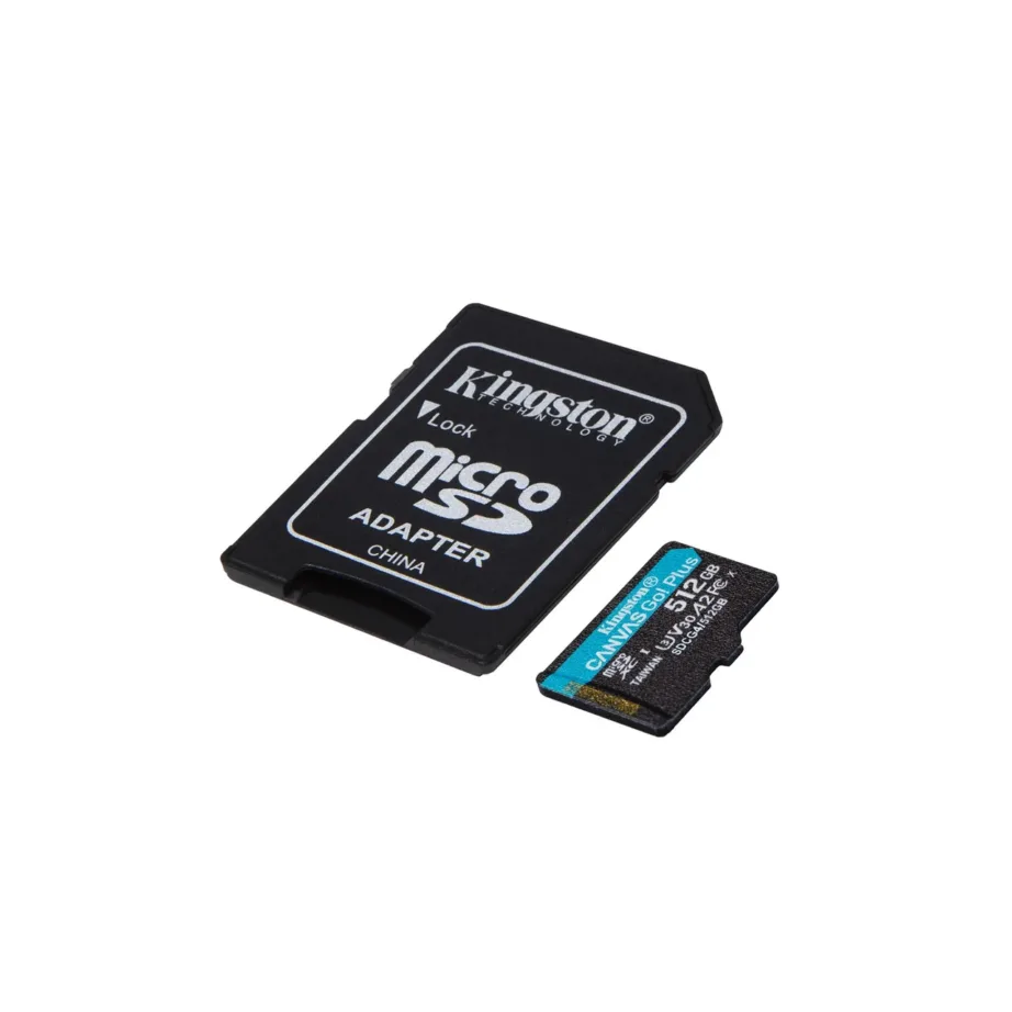 Kingston Canvas Go! Plus Gen4 SDCG4/512GB 512GB microSDXC UHS-I U3 V30 kuni 200 MB/s A2 mälukaart + SD adapter, must/türkiissinine – 3