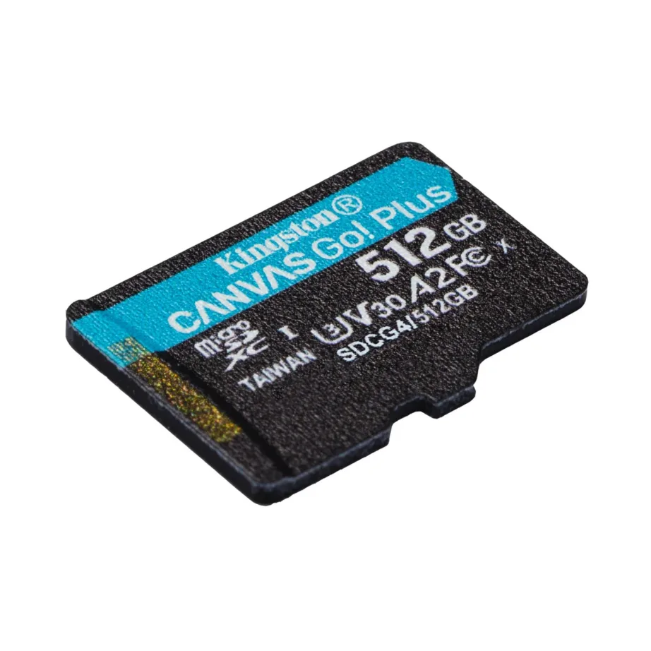 Kingston Canvas Go! Plus Gen4 SDCG4/512GB 512GB microSDXC UHS-I U3 V30 kuni 200 MB/s A2 mälukaart + SD adapter, must/türkiissinine – 4