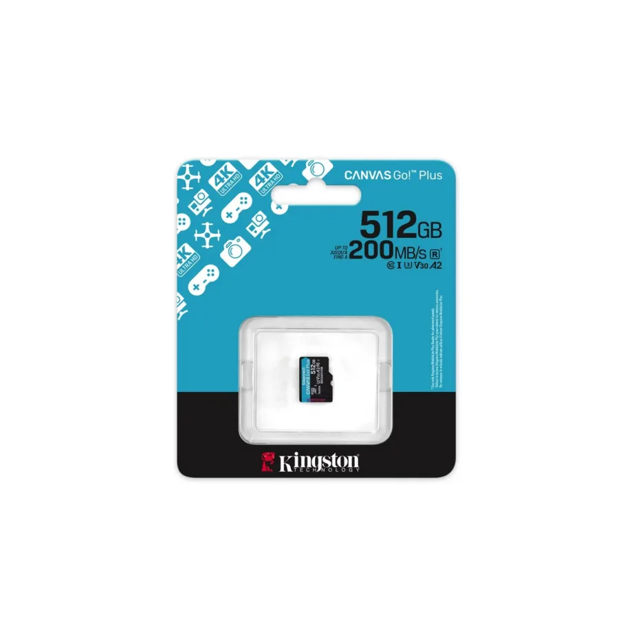 Kingston Canvas Go Plus Gen4 SDCG4/512GBSP 512GB UHS-I U3 V30 A2 microSDXC mälukaart 200MB/s ilma adapterita – 3