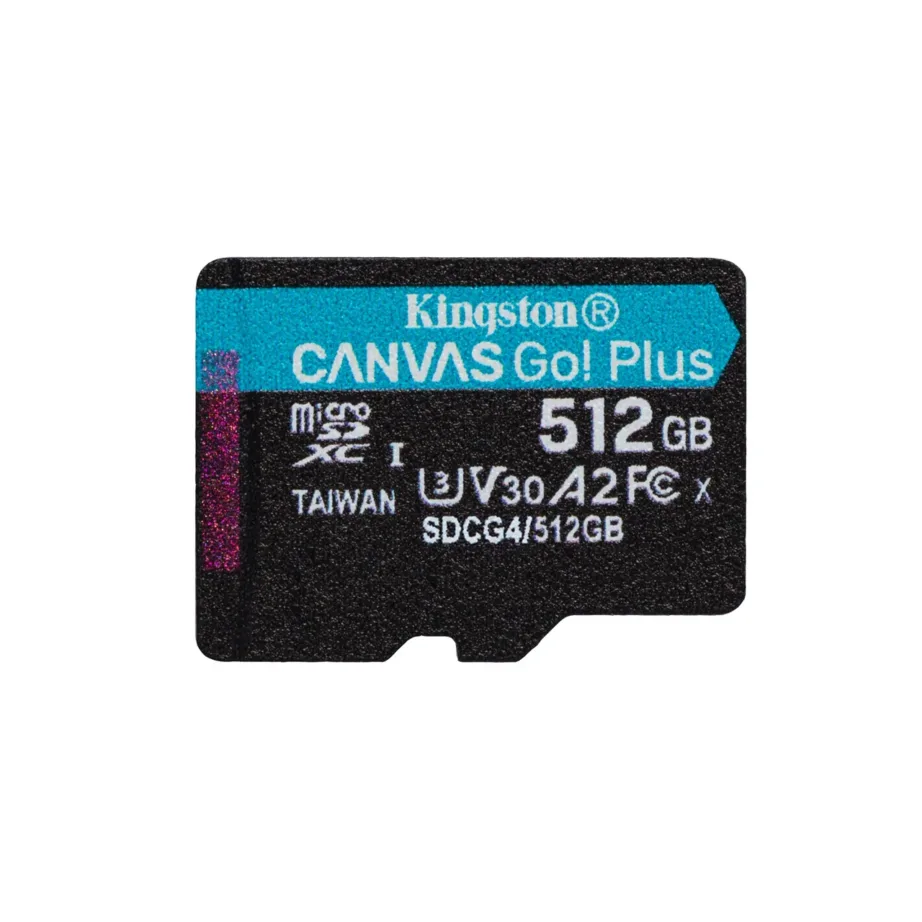 Kingston Canvas Go Plus Gen4 SDCG4/512GBSP 512GB UHS-I U3 V30 A2 microSDXC mälukaart 200MB/s ilma adapterita