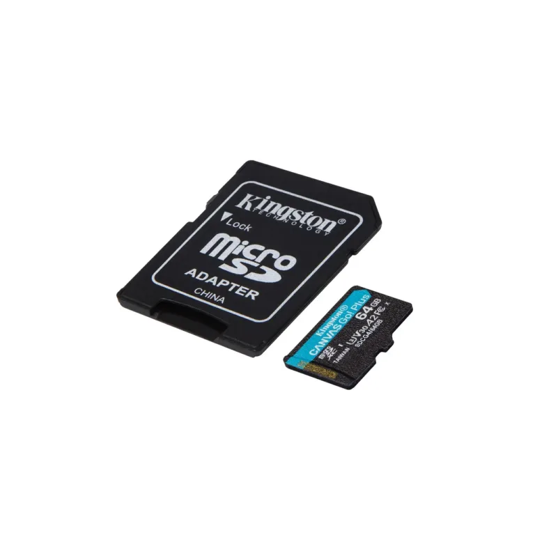 Kingston Canvas Go Plus Gen4 SDCG4/64GB 64GB microSDXC UHS-I U3 V30 A2 mälukaart, 200MB/s lugemiskiirus, 100MB/s kirjutamiskiirus, SD-adapteriga