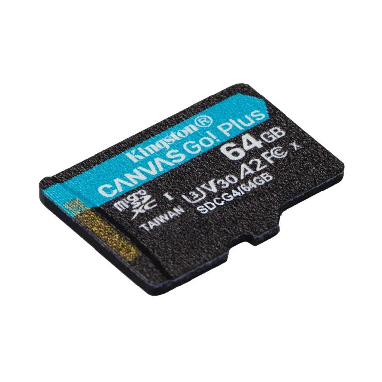 Kingston Canvas Go Plus Gen4 SDCG4/64GB 64GB microSDXC UHS-I U3 V30 A2 mälukaart, 200MB/s lugemiskiirus, 100MB/s kirjutamiskiirus, SD-adapteriga