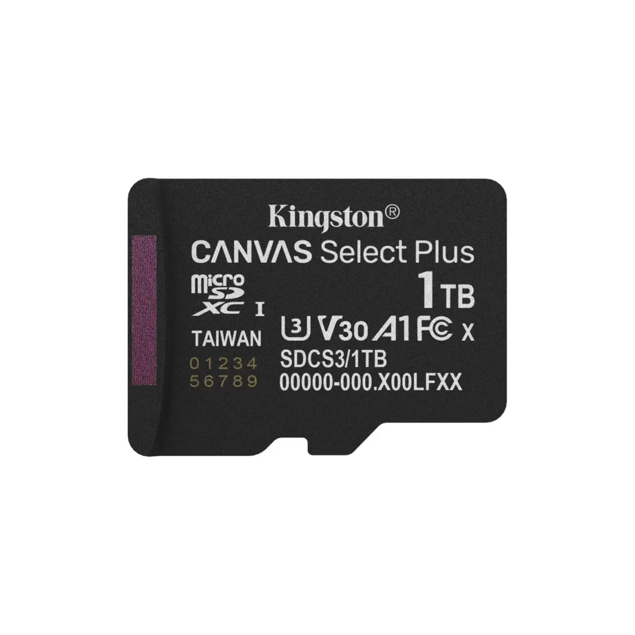 Kingston Canvas Select Plus Gen3 SDCS3/1TB 1TB microSDXC kaart 150 MB/s A1 UHS-I V30 + SD-adapter, must – 6