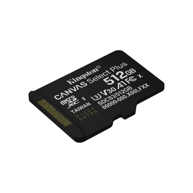 Kingston Canvas Select Plus Gen3 SDCS3/512GBSP 512GB microSDXC mälukaart UHS-I U3 V30 A1, 150MB/s, must, ilma adapterita
