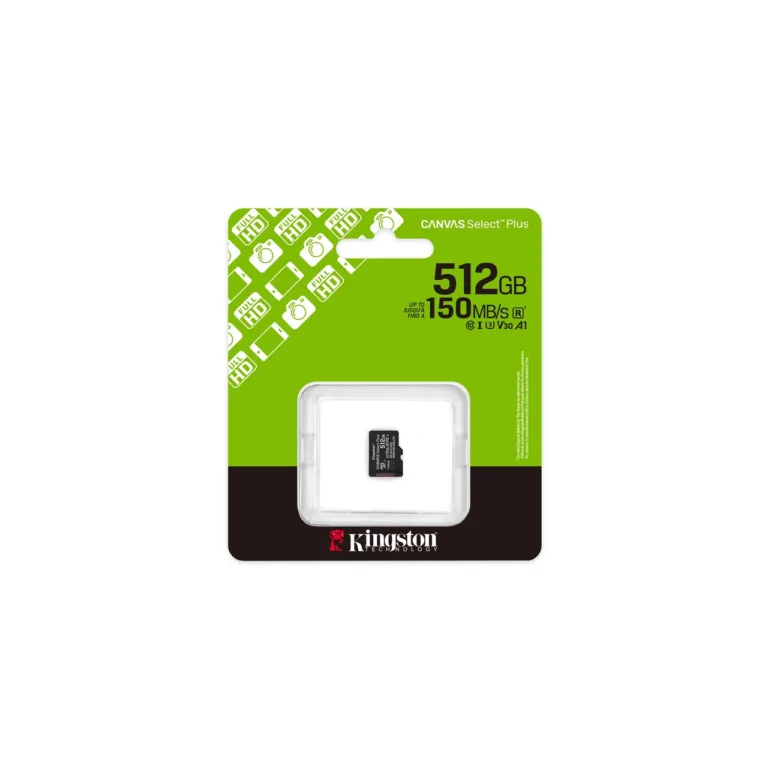 Kingston Canvas Select Plus Gen3 SDCS3/512GBSP 512GB microSDXC mälukaart UHS-I U3 V30 A1, 150MB/s, must, ilma adapterita