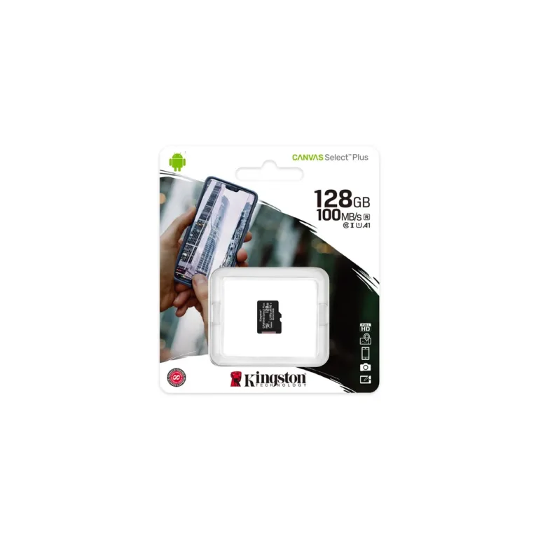 Kingston Canvas Select Plus SDCS2/128GBSP 128GB microSDXC UHS-I Class 10 A1 U1 V10 must Android-seadmete mälukaart ilma adapterita